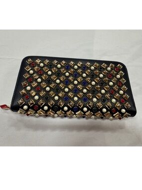 Authentic Christian Louboutin Studded wallet with colorful gems EUC